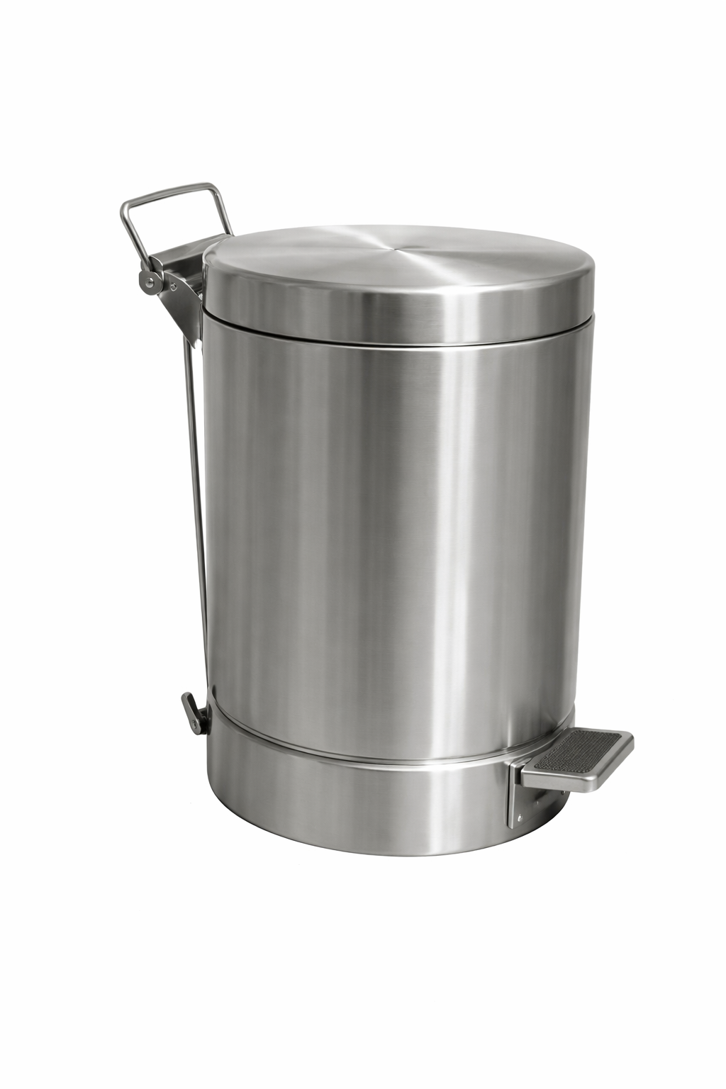 Caneca de pedal con tapa, en acero inoxidable 430