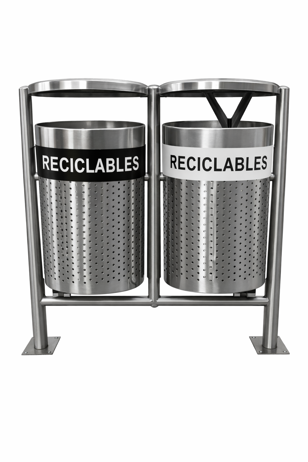 Punto ecológico de 2 canecas inoxidable para exteriores