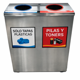 Punto ecológico en acero inoxidable de dos canecas