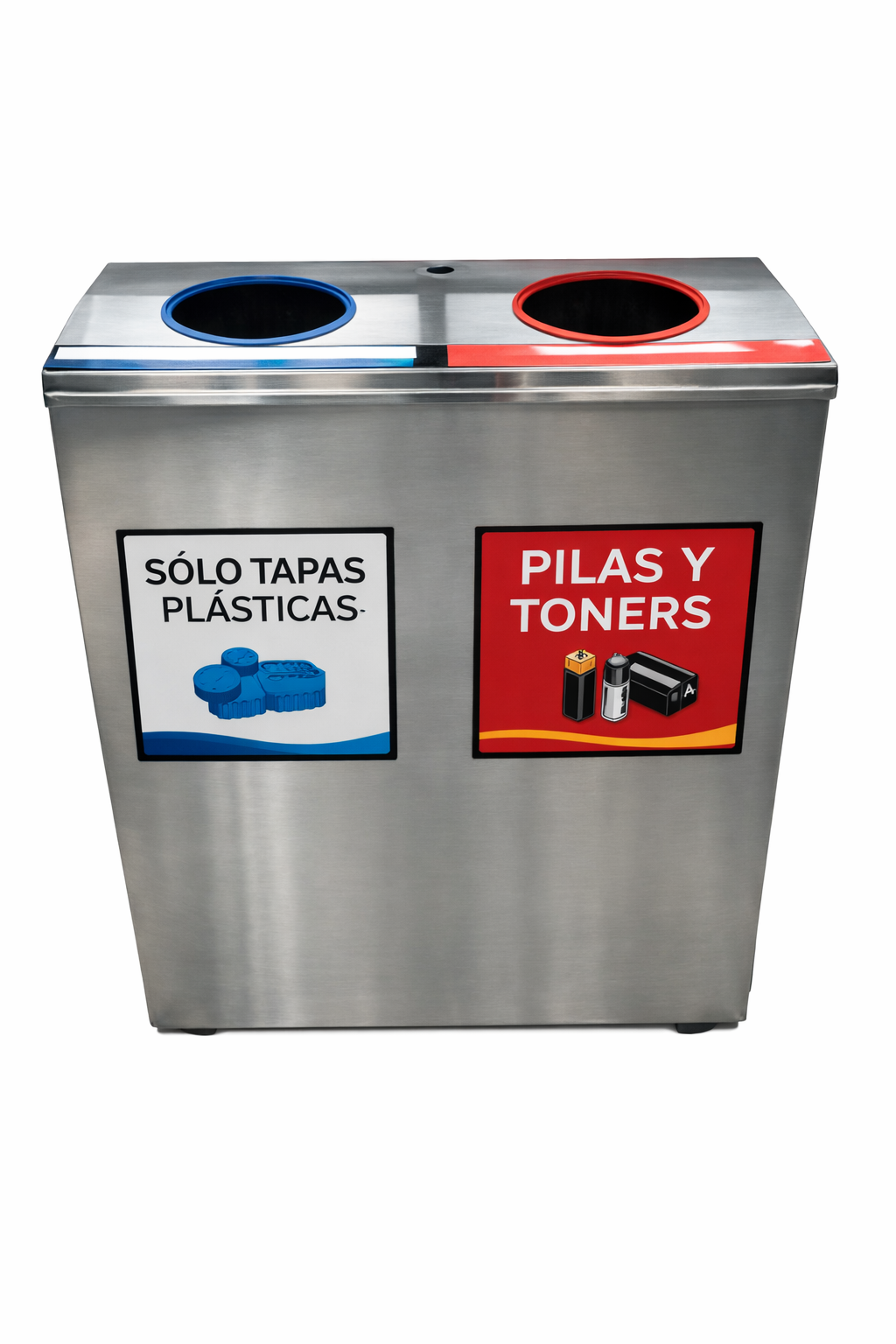 Punto ecológico en acero inoxidable de dos canecas