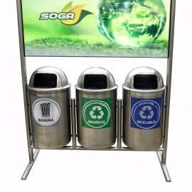 Punto ecológico inoxidable para exteriores con valla