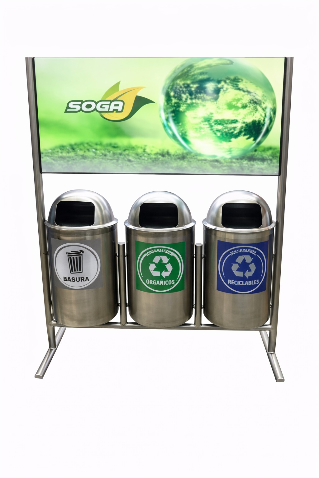 Punto ecológico inoxidable para exteriores con valla